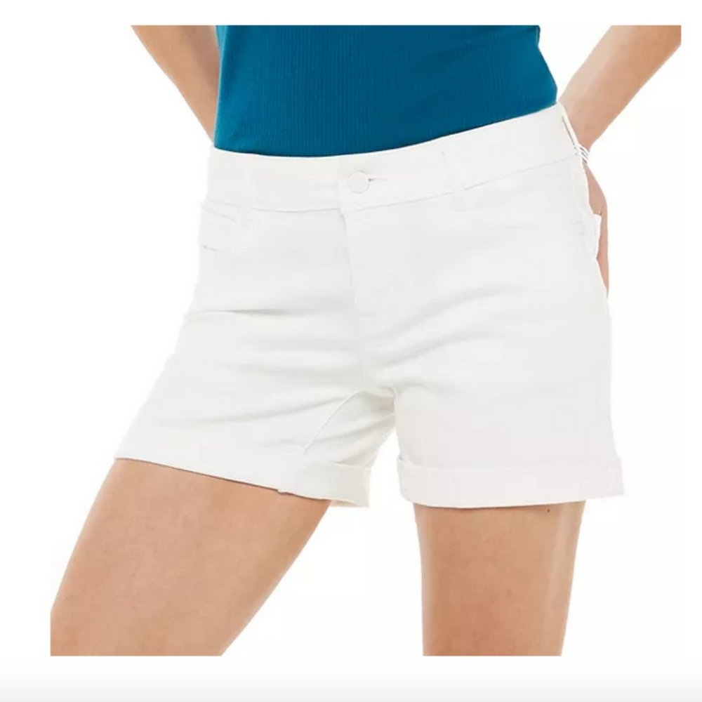 White Denim Rolled Shorts